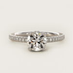 Petite Micropavé Hidden Halo Engagement Ring in 14k White Gold (1/5 ct. tw.)